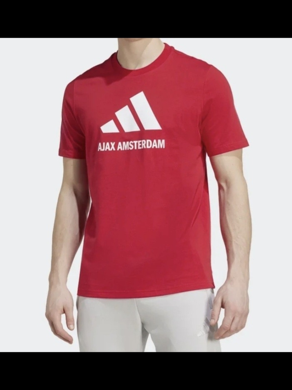 adidas Red Ajax Amsterdam Logo Crew Neck Tee